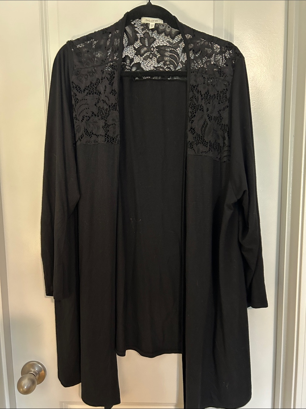 Women's Black Lace-Trim Open-Front Robe or dress cover by Ava James plus 3x